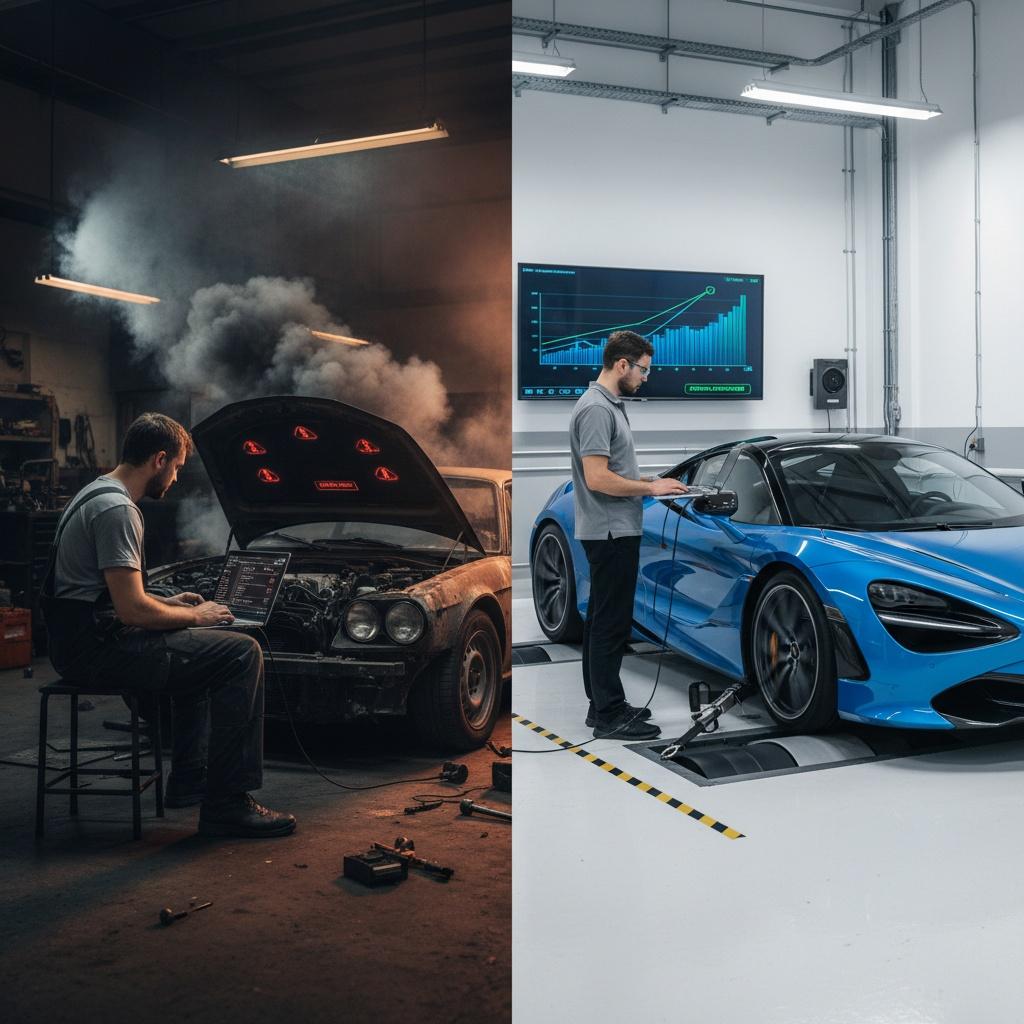 Infographic showing the three stages of chip tuning, from software-only changes to deep engine modifications